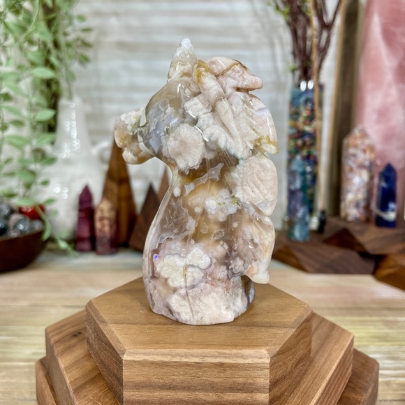 0956 Flower Agate Crystal Unicorn Carving - Picture 4 of 10